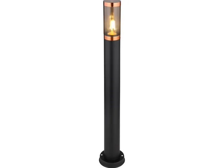 LED Wegeleuchte aus Edelstahl in Schwarz & Kupfer, Höhe 80cm