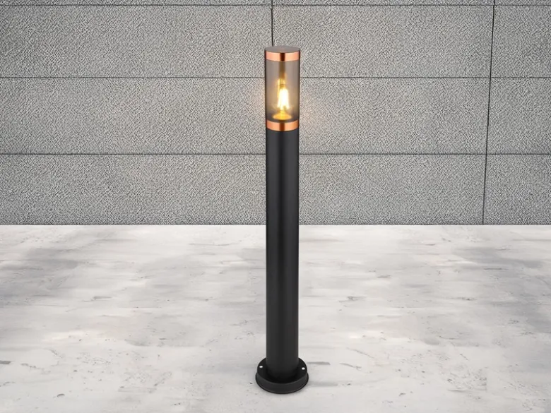 LED Wegeleuchte aus Edelstahl in Schwarz & Kupfer, Höhe 80cm