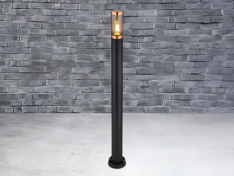 LED Wegeleuchte aus Edelstahl in Schwarz & Kupfer, Höhe 110cm