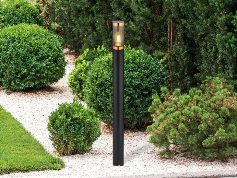 LED Wegeleuchte aus Edelstahl in Schwarz & Kupfer, Höhe 110cm