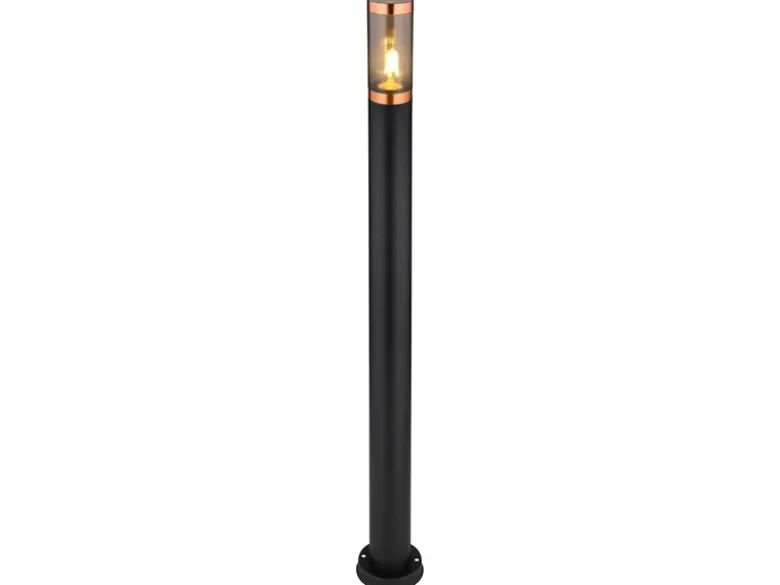 LED Wegeleuchte aus Edelstahl in Schwarz & Kupfer, Höhe 110cm