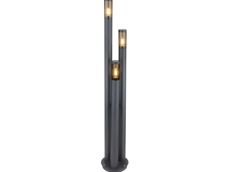 LED Wegeleuchte 3-flammig aus Edelstahl in Anthrazit & Rauch, Höhe 170cm