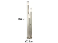 LED Wegeleuchte 3-flammig aus Edelstahl in Silber, Höhe 170cm