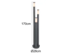 LED Wegeleuchte 3-flammig aus Edelstahl in Anthrazit & Opal, Höhe 170cm