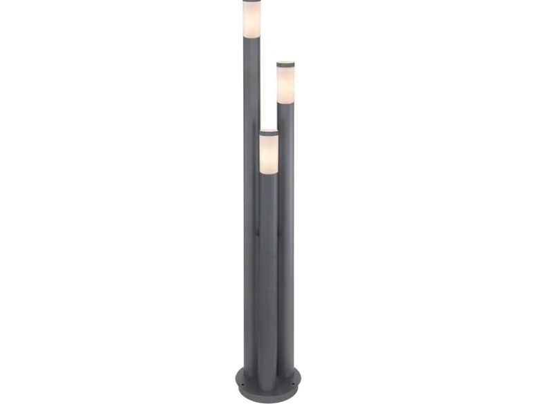 LED Wegeleuchte 3-flammig aus Edelstahl in Anthrazit & Opal, Höhe 170cm