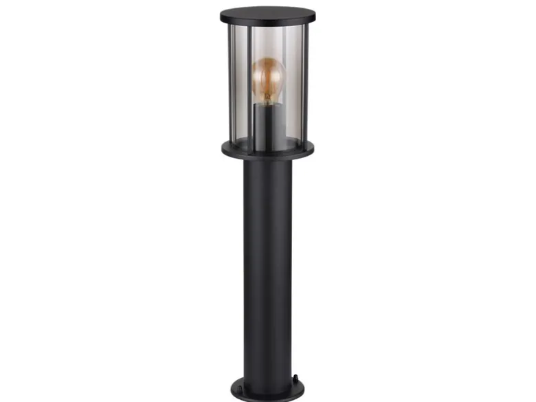LED Wegeleuchte Gartenlaterne aus Edelstahl mit Rauchglas, Höhe 60cm