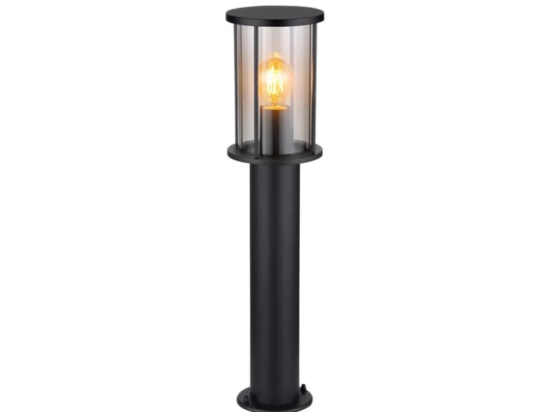 LED Wegeleuchte Gartenlaterne aus Edelstahl mit Rauchglas, Höhe 60cm