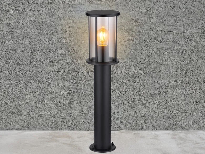 LED Wegeleuchte Gartenlaterne aus Edelstahl mit Rauchglas, Höhe 60cm
