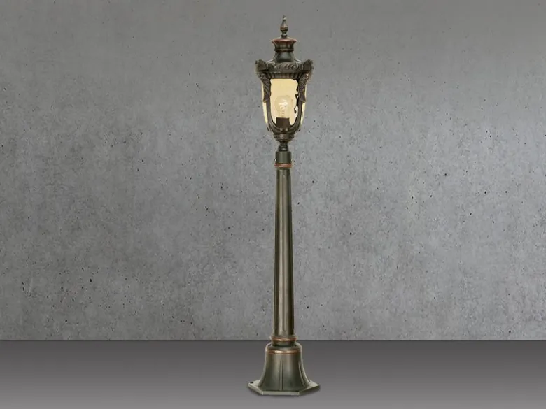 LED Wegeleuchte im Jugendstil mit Amberglas, Höhe 117cm