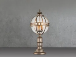 LED Wegeleuchte im Jugendstil mit Glaskugel, Bronze Höhe 70cm