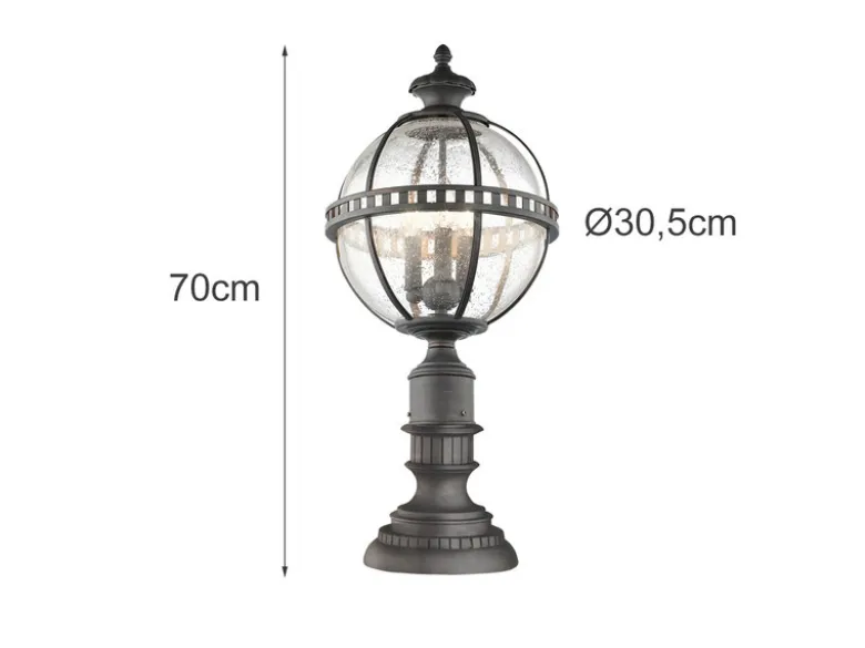 LED Wegeleuchte im Jugendstil mit Glaskugel, Anthrazit Höhe 70cm