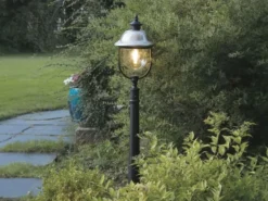LED Wegeleuchte im Landhausstil, Gartenlaterne Schwarz Silber, Höhe 125cm
