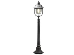LED Wegeleuchte im Landhausstil, Gartenlaterne Schwarz Silber, Höhe 125cm