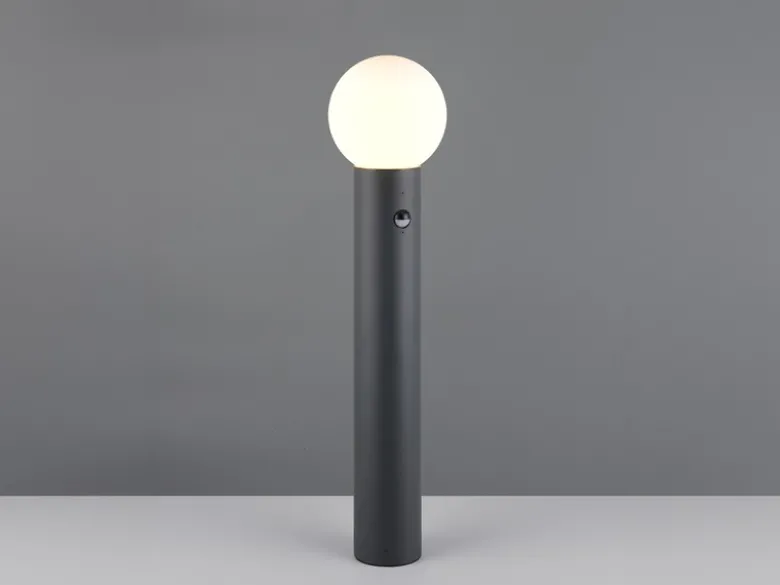 LED Wegeleuchte in Anthrazit mit Glaskugel & Bewegungsmelder, Höhe 80cm