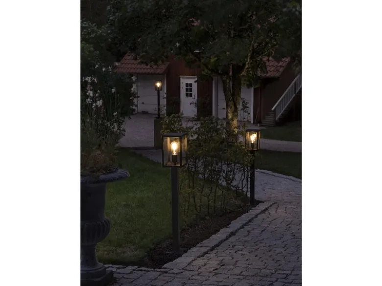 LED Wegeleuchte in Laternenoptik, Stahl Schwarz Höhe 100cm