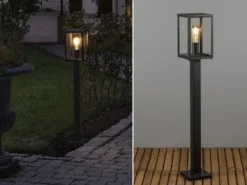 LED Wegeleuchte in Laternenoptik, Stahl Schwarz Höhe 100cm