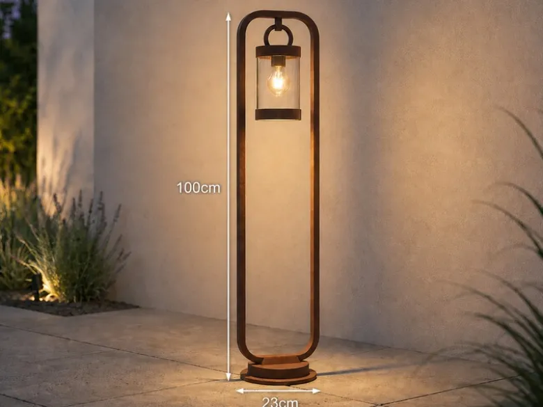 LED Wegeleuchte Landhausstil, Laterne in Rostoptik, Höhe 100cm