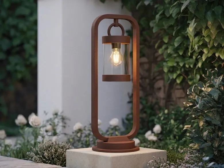 LED Wegeleuchte Landhausstil, Laterne in Rostoptik, Höhe 60cm