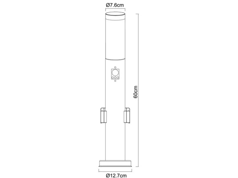 LED Wegeleuchte mit Bewegungsmelder & Steckdosen in Silber, H 60cm