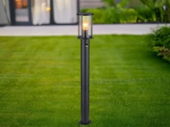 LED Wegeleuchte mit Bewegungsmelder aus Edelstahl mit Rauchglas, H: 100cm