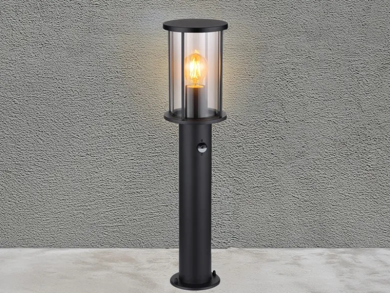 LED Wegeleuchte mit Bewegungsmelder aus Edelstahl mit Rauchglas, H: 60cm