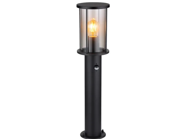 LED Wegeleuchte mit Bewegungsmelder aus Edelstahl mit Rauchglas, H: 60cm