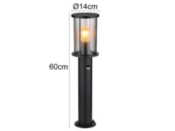 LED Wegeleuchte mit Bewegungsmelder aus Edelstahl mit Rauchglas, H: 60cm