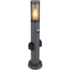 LED Wegeleuchte mit Bewegungsmelder & Steckdosen in Anthrazit & Rauch, H 60cm