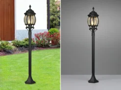 LED Wegeleuchte nostalgische Laterne Aluminium Schwarz, Höhe 100cm