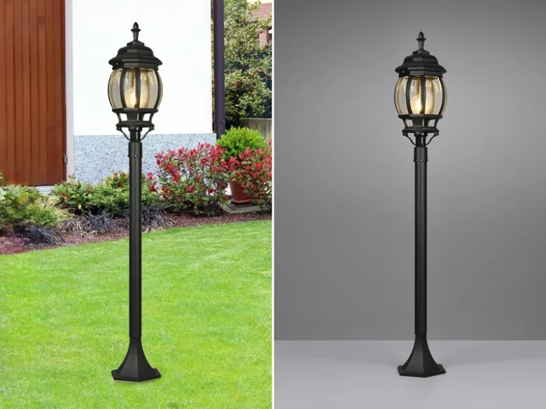LED Wegeleuchte nostalgische Laterne Aluminium Schwarz, Höhe 100cm