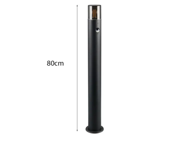 LED Wegeleuchte Schwarz Rauchgrau mit Bewegungsmelder, Höhe 80cm