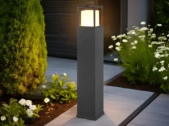 LED Wegeleuchte WITHAM in Anthrazit, Lichttemperatur einstellbar, Höhe 80cm