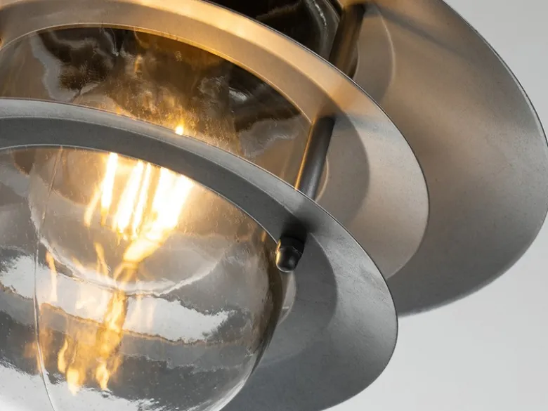 LED Wetterfeste Außen Hängeleuchte aus Edelstahl, Silber Ø22cm
