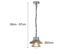 LED Wetterfeste Außen Hängeleuchte aus Edelstahl, Silber Ø22cm