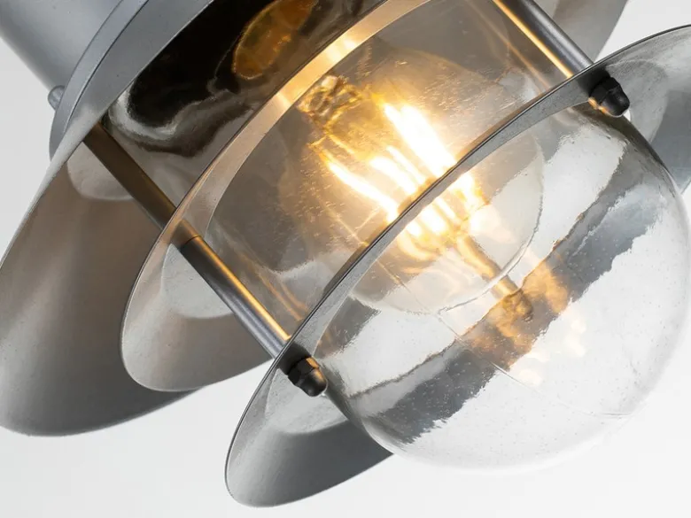 LED Wetterfeste Außen Hängeleuchte aus Edelstahl, Silber Ø22cm