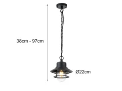LED Wetterfeste Außen Hängeleuchte aus Edelstahl, Schwarz Ø22cm
