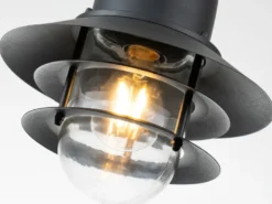 LED Wetterfeste Außen Hängeleuchte aus Edelstahl, Schwarz Ø22cm