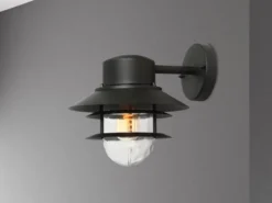 LED Wetterfeste Downlight Außen Wandlaterne aus Edelstahl, Schwarz Höhe 24cm