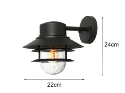 LED Wetterfeste Downlight Außen Wandlaterne aus Edelstahl, Schwarz Höhe 24cm