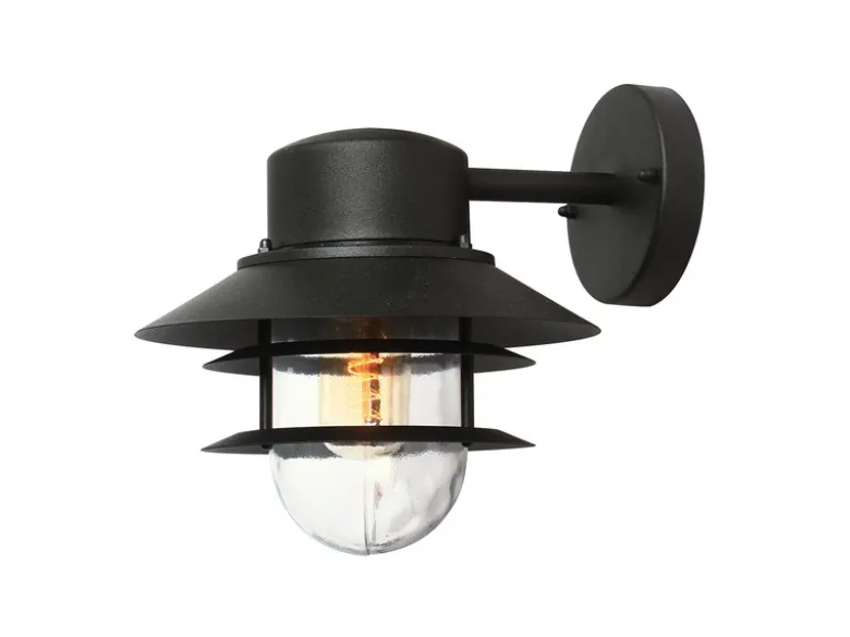 LED Wetterfeste Downlight Außen Wandlaterne aus Edelstahl, Schwarz Höhe 24cm