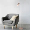 Leselampe MARLEY Metall Coffee / Weiß, Spot schwenkbar, Höhe 151cm