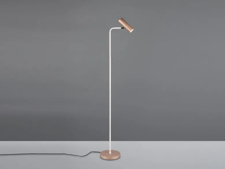 Leselampe MARLEY Metall Coffee / Weiß, Spot schwenkbar, Höhe 151cm
