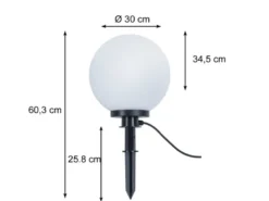 Leuchtkugel BOLO für den Garten mit Strom Weiß, 5m Kabel, Ø 30 cm