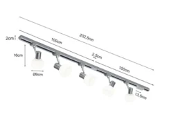 Lichtschienensystem mit 5 Spots Glas Weiß & Einspeisung 3-adrig, Länge 202,5cm