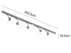Lichtschienensystem mit 5 Spots Glas Weiß & Einspeisung 3-adrig, Länge 202,5cm