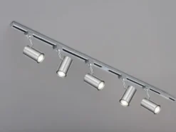 Lichtschienensystem mit 5 Spots Silber & Einspeisung 4-adrig, Länge 202,5cm