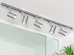 Lichtschienensystem mit 5 Spots Silber & Einspeisung 4-adrig, Länge 202,5cm