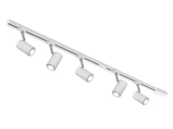 Lichtschienensystem Weiß mit 5 Spots & Einspeisung 3-adrig, Länge 202,5cm