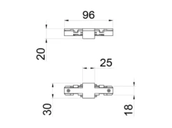 Längsverbinder Weiß für 2-Phasen Schienensystem DUOline