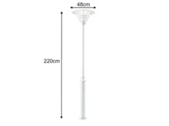 Mastleuchte / Gartenlaterne GEMINI, Höhe 220 cm, E27, Alu weiß / Opalglas